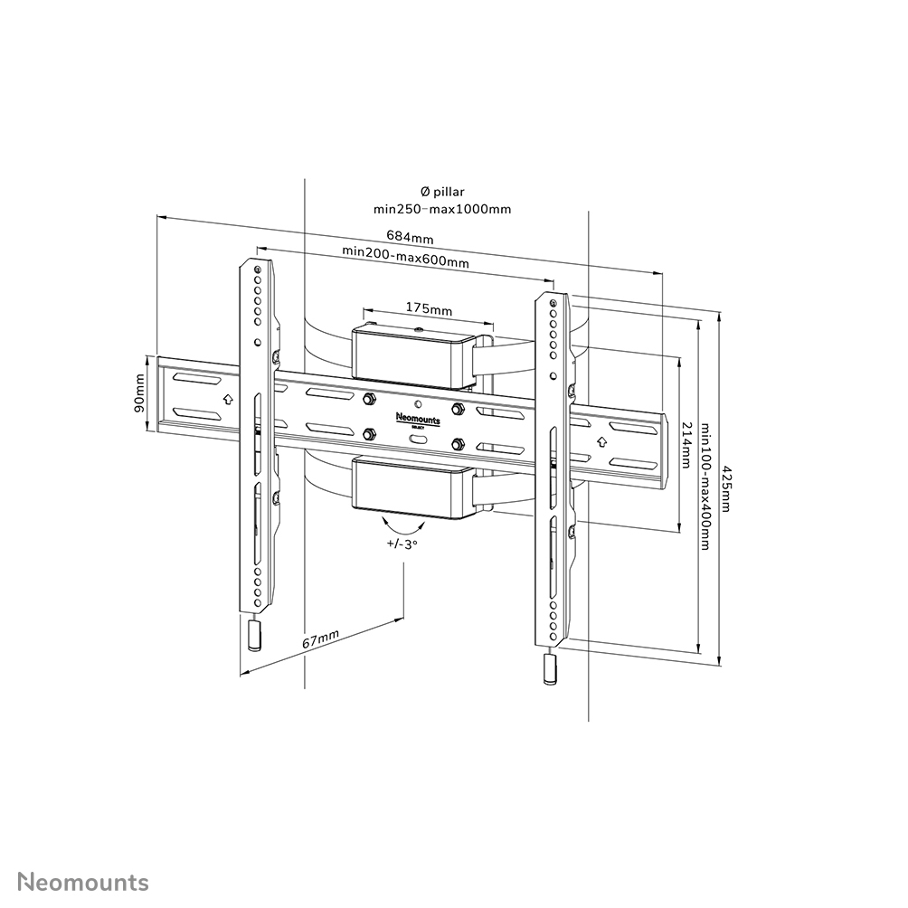 Neomounts Select Fixed Pillar Mount For 40-75in Screens - Black