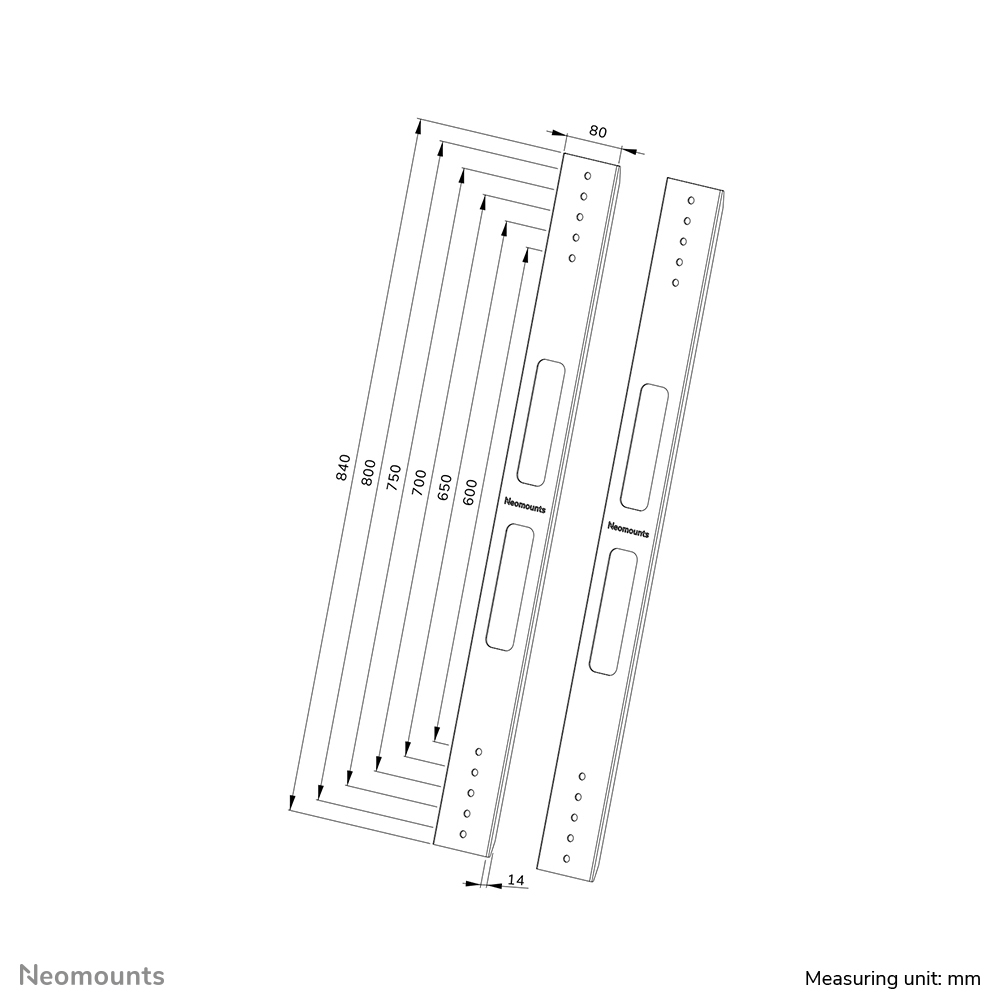 Neomounts AWL-250BL18 VESA extension kit - Black