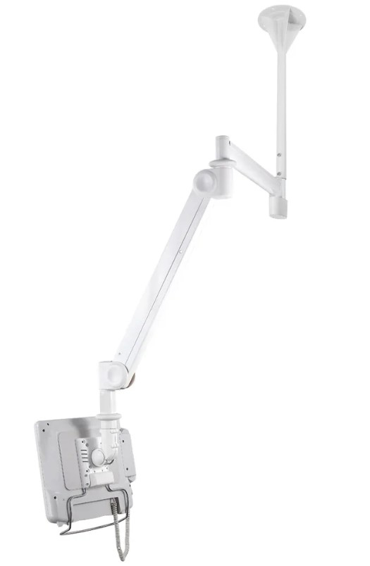 Medical Monitor Ceiling Mount (Full Motion gas spring) for 10in-32in Screen Height Adjustable - White