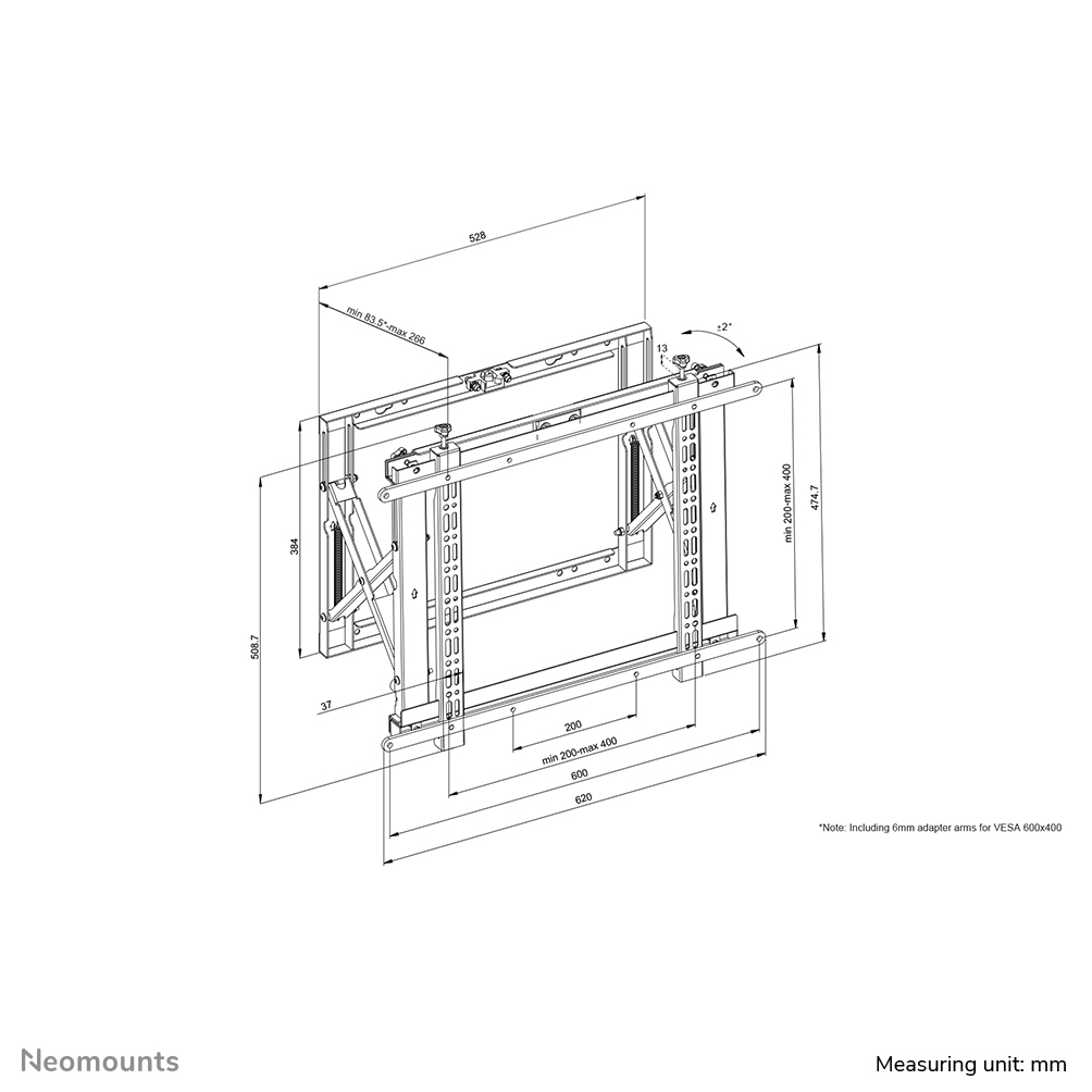 Neomounts 1 push to pop out video wall mount for 42-70in screens - Black