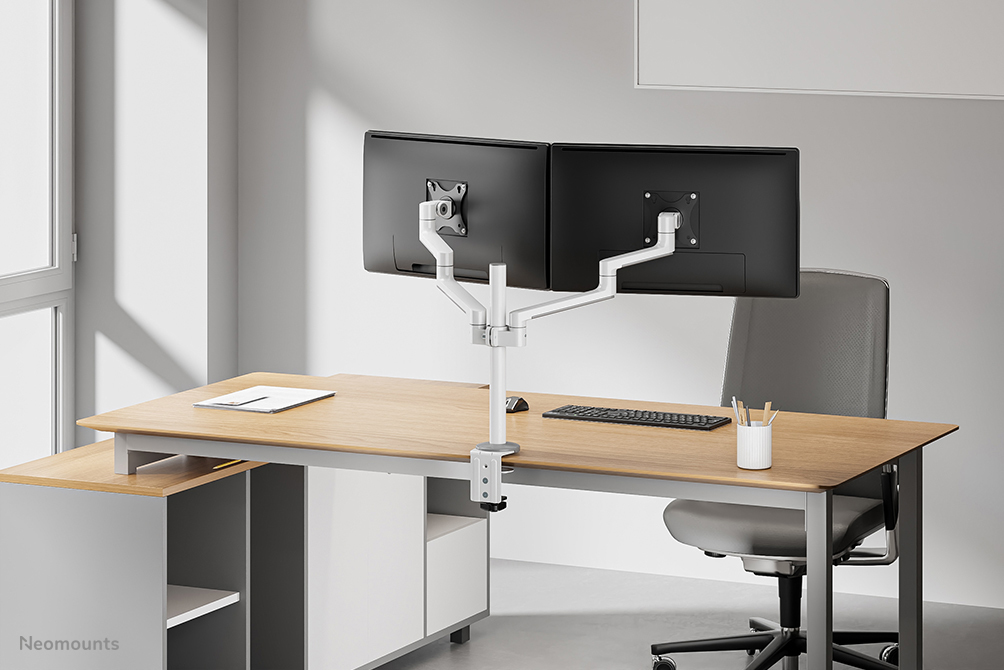 Neomounts  Full Motion Monitor Arm Desk Mount For 17-27in Two Screens - White