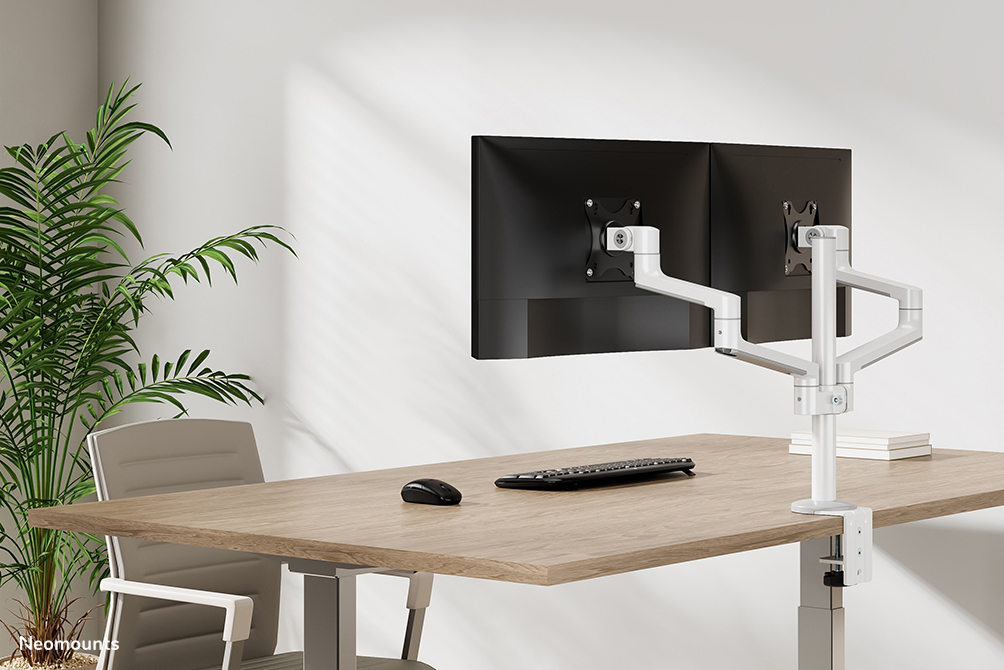 Neomounts  Full Motion Monitor Arm Desk Mount For 17-27in Two Screens - White