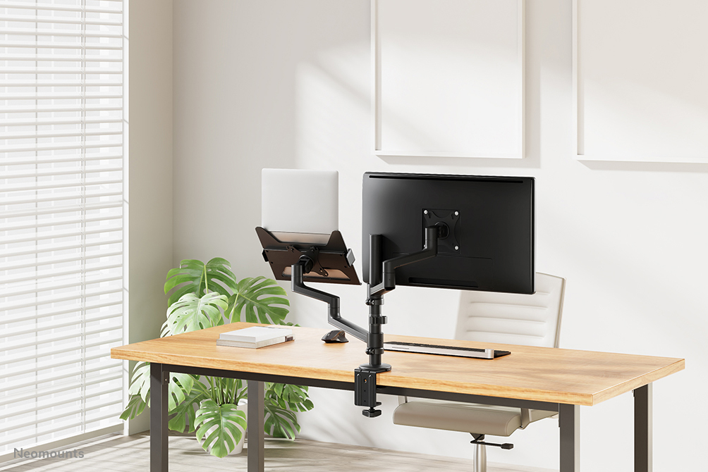 Neomounts Full Motion Monitor Arm Desk Mount For 17-27in Screens And 11 - 17in Laptops - Black