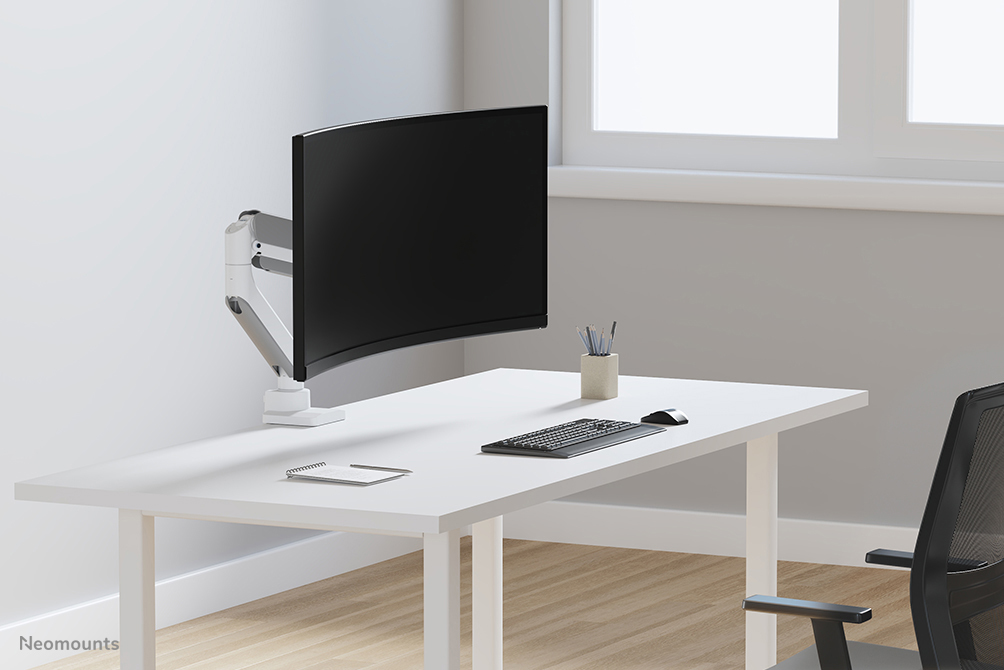 Neomounts Full Motion Monitor Arm Desk Mount For 17-49in Curved Ultra-wide Screens - White
