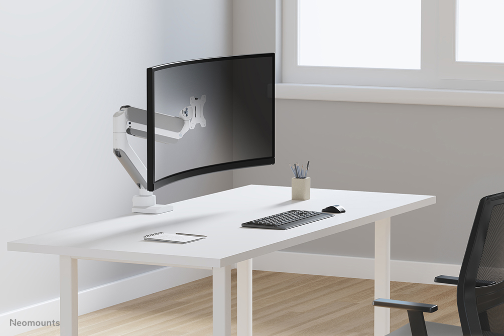 Neomounts Full Motion Monitor Arm Desk Mount For 17-49in Curved Ultra-wide Screens - White