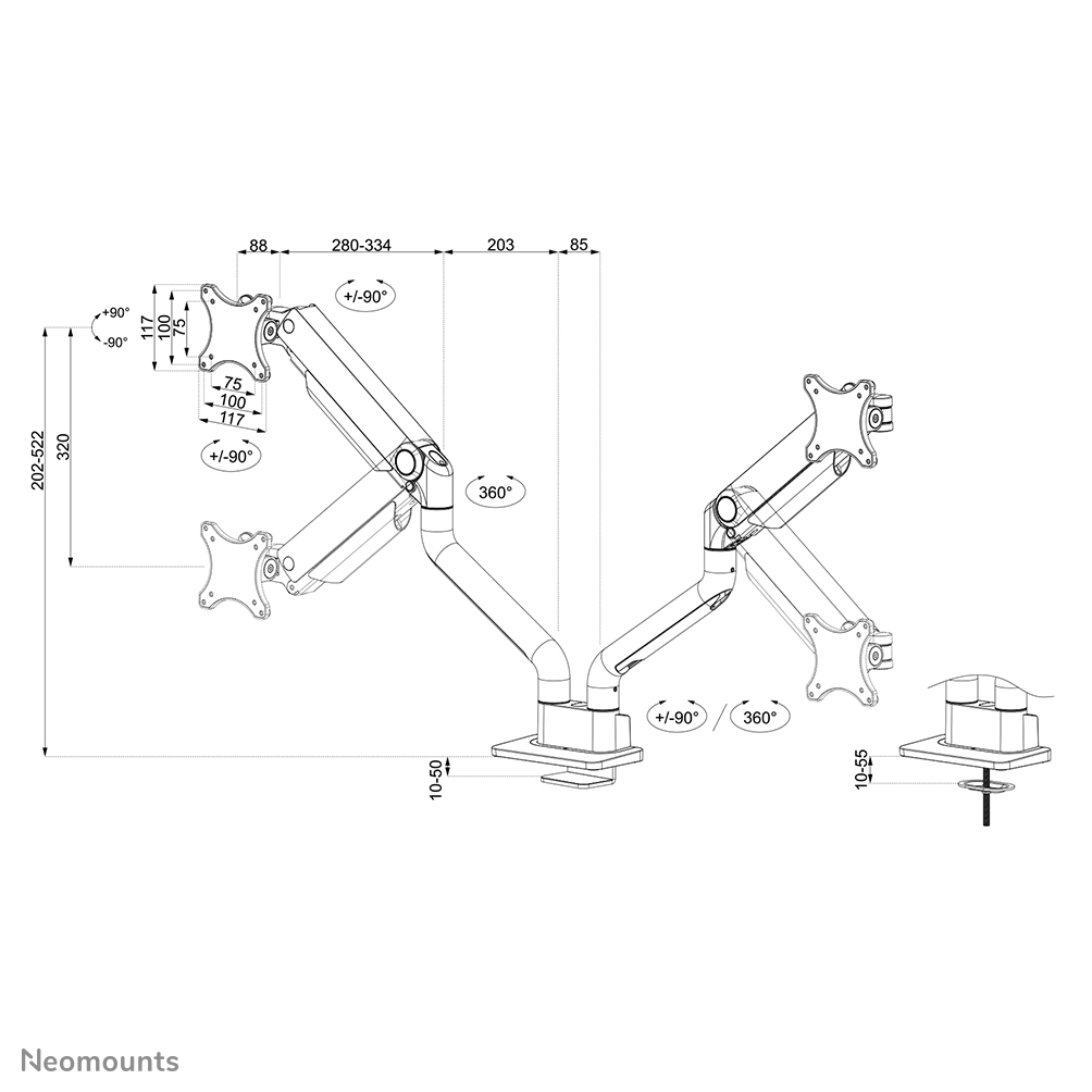 Neomounts Select Full Motion Monitor Arm Desk Mount For 17-35in Screens - Black