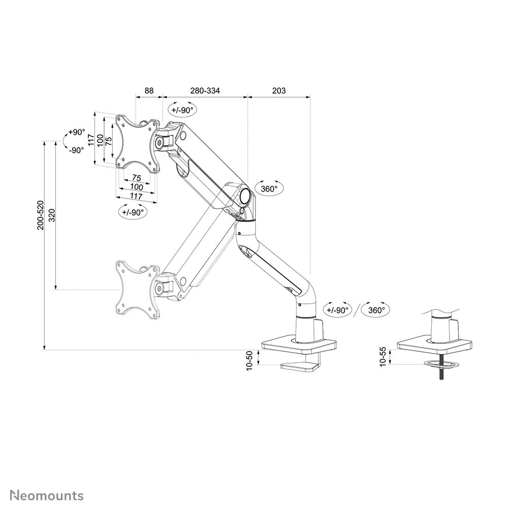 Neomounts Select Full Motion Monitor Arm Desk Mount For 17-49in Screens - White