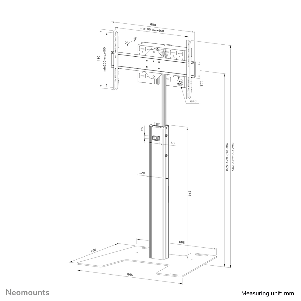 Neomounts Fl45s-825bl1 Floor Stand For 37-75in Screens - Black