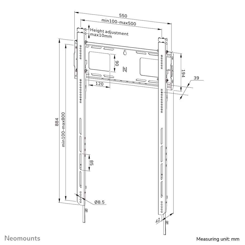 Neomounts Wl30-750bl18p Fixed Portrait Wall Mount For 50-98