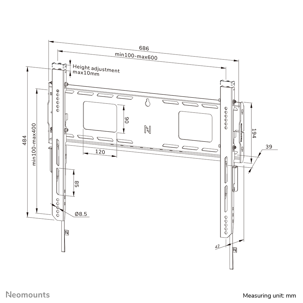 Neomounts Wl30-750bl16 Fixed Wall Mount For 42-86