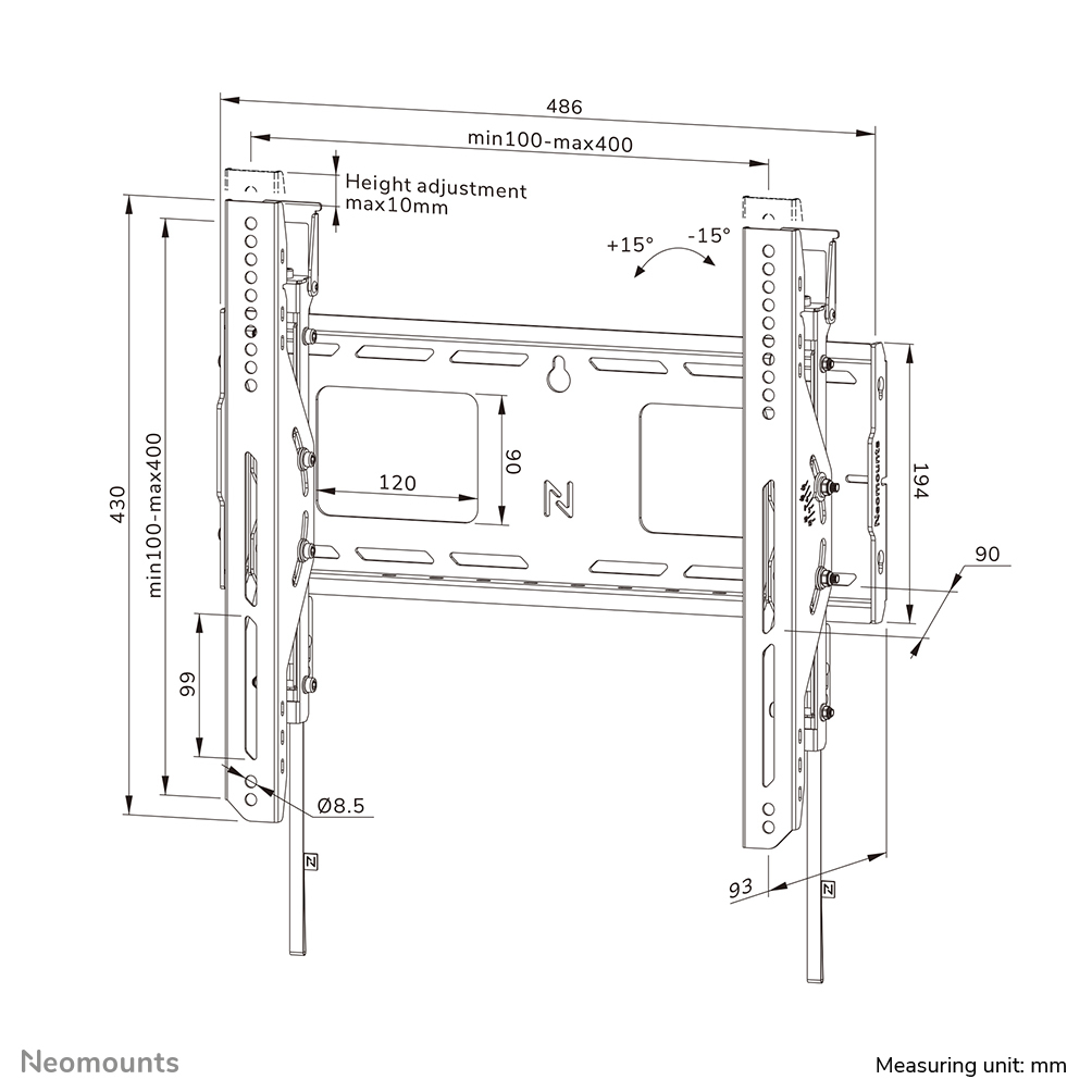 Neomounts Wl35-750bl14 Tiltable Wall Mount For 43-75