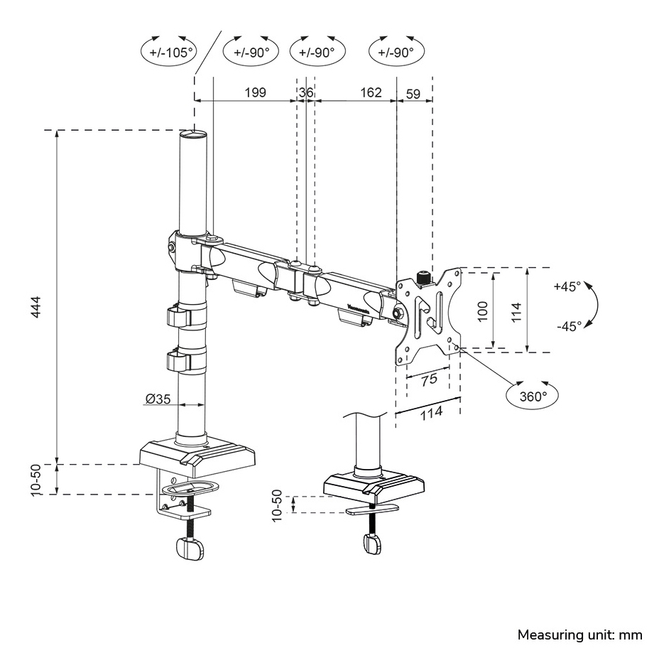 Neomounts Ds60-600bl1 Full Motion Desk Monitor Arm For 10-32in Screens - Black