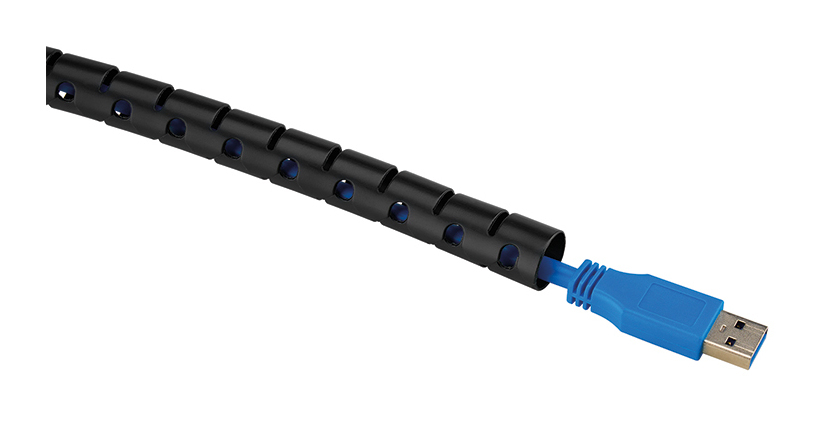 Spiral Cable Wrap 15mm Multiple Cables Black