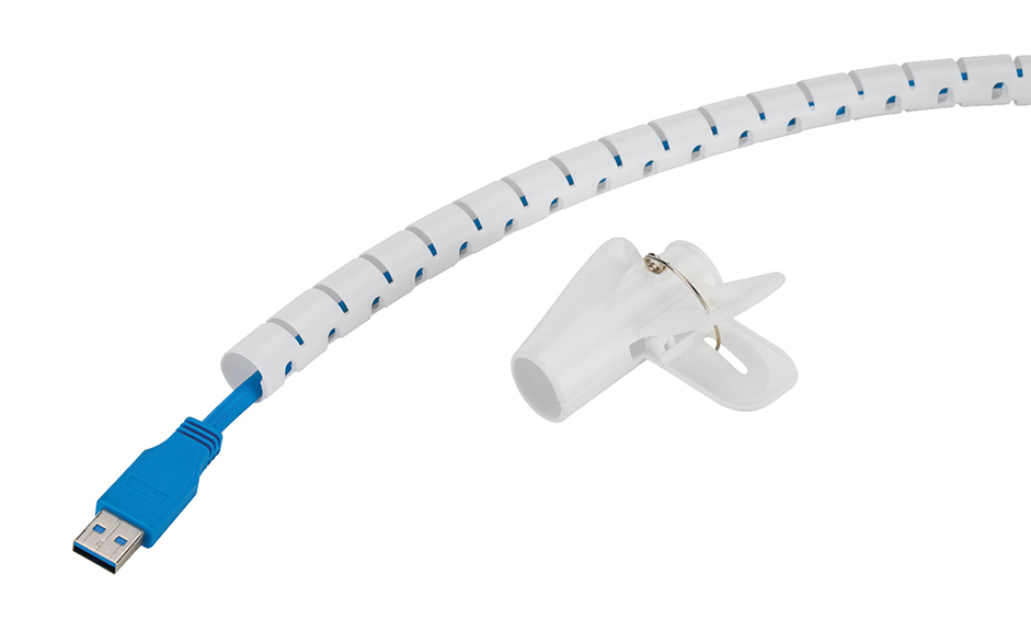 Spiral Cable Wrap 15mm Multiple Cables White