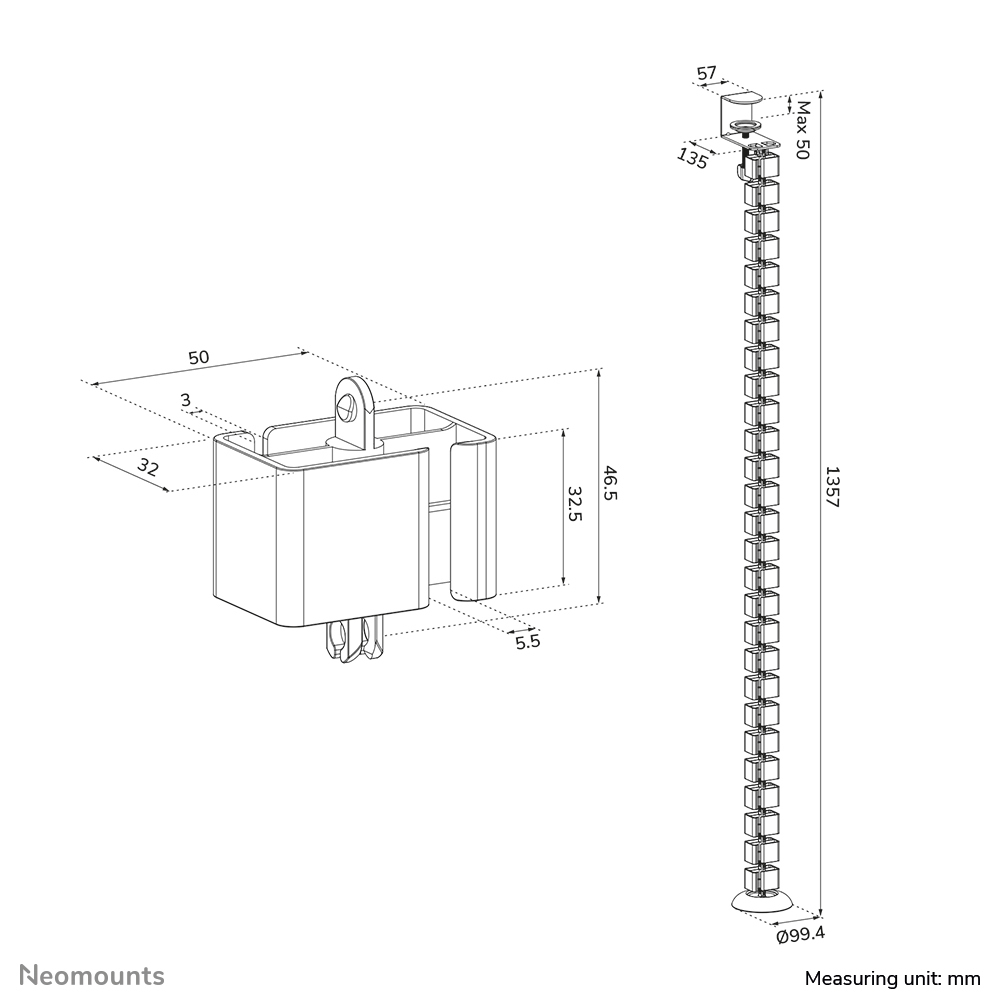 Cable Spine - Modular Vertebrae - Clamp-on Design - Universal - White