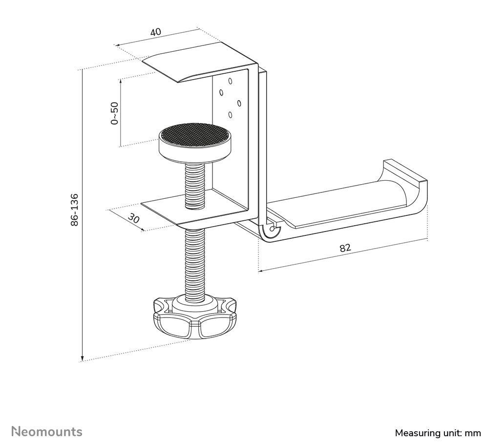 Headset Holder - Clamp-on Design - Universal - Silver