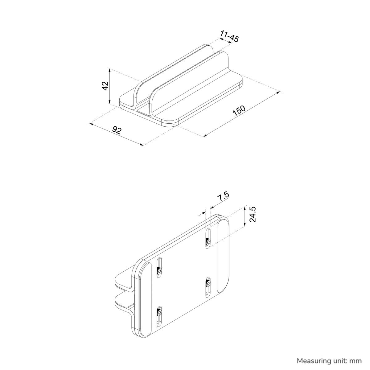 Laptop Holder - 11-17in - Max 5 Kg - Universal - Silver