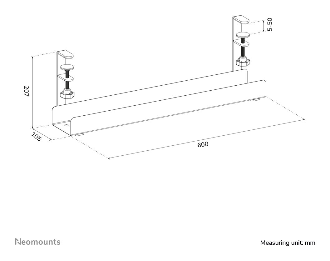 Cable Management Tray - Max 5 Kg - Clamp-on Design - Universal - White