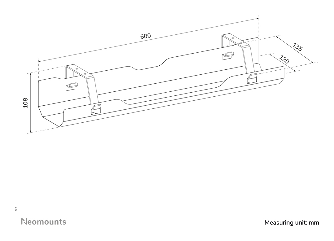 Cable Management Tray - Max 5 Kg - Screw-mounted - Universal - Black