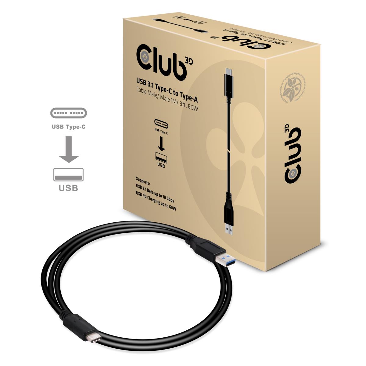 USB 3.1 Type-c To Type-a Cable 1m/3ft 10gbps Fast Charge