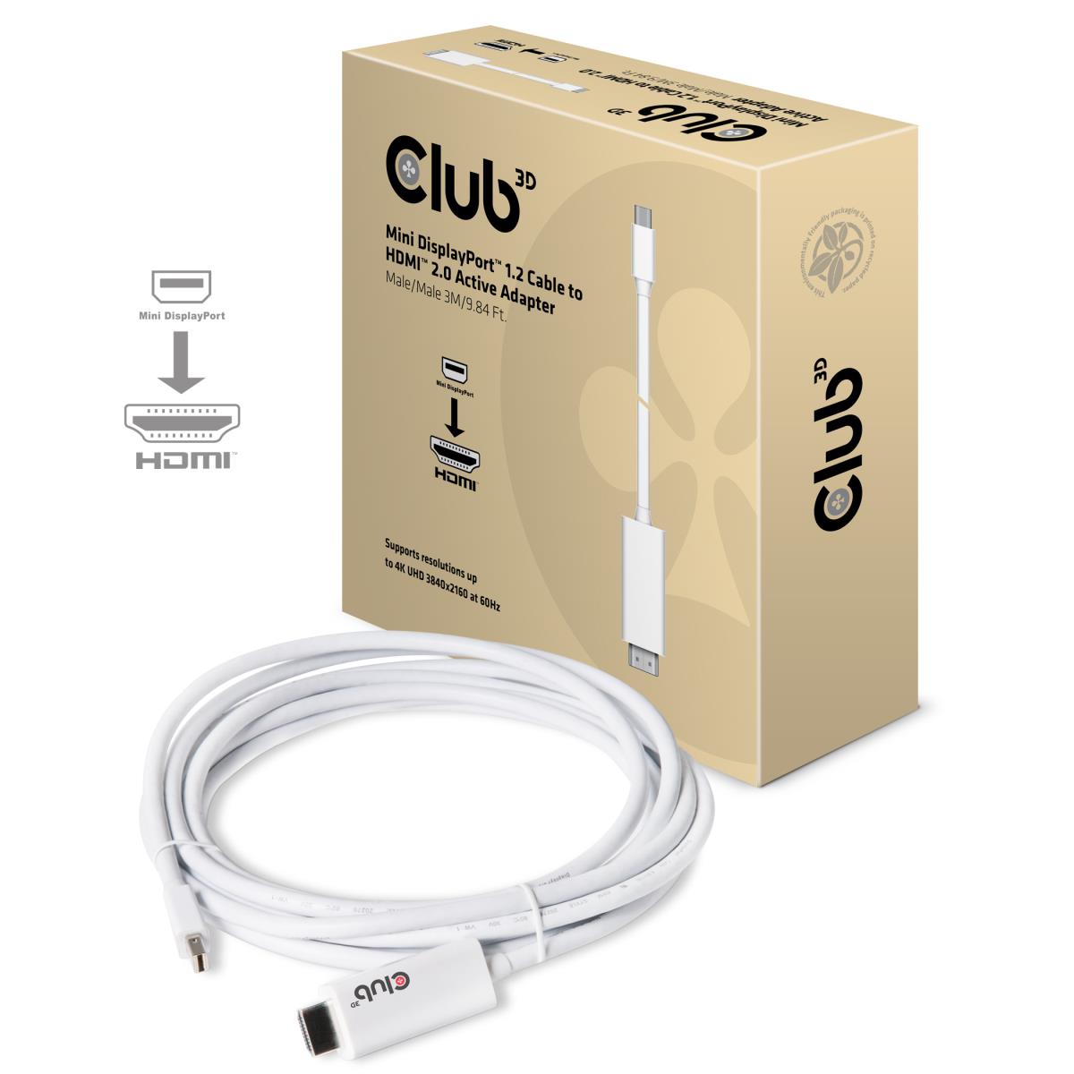 Mini Displaypor 1.2 Cable To Hdm 2.0 Active Adapter 3meter M/m