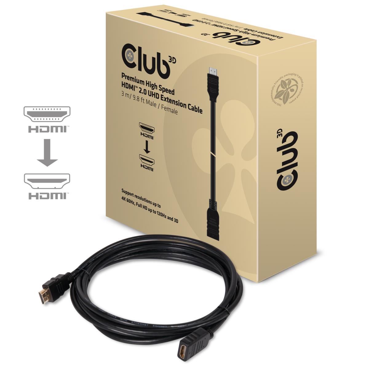 High Speed Hdmi 2.0 Uhd 4k60hz Extension Cable 3m M/f