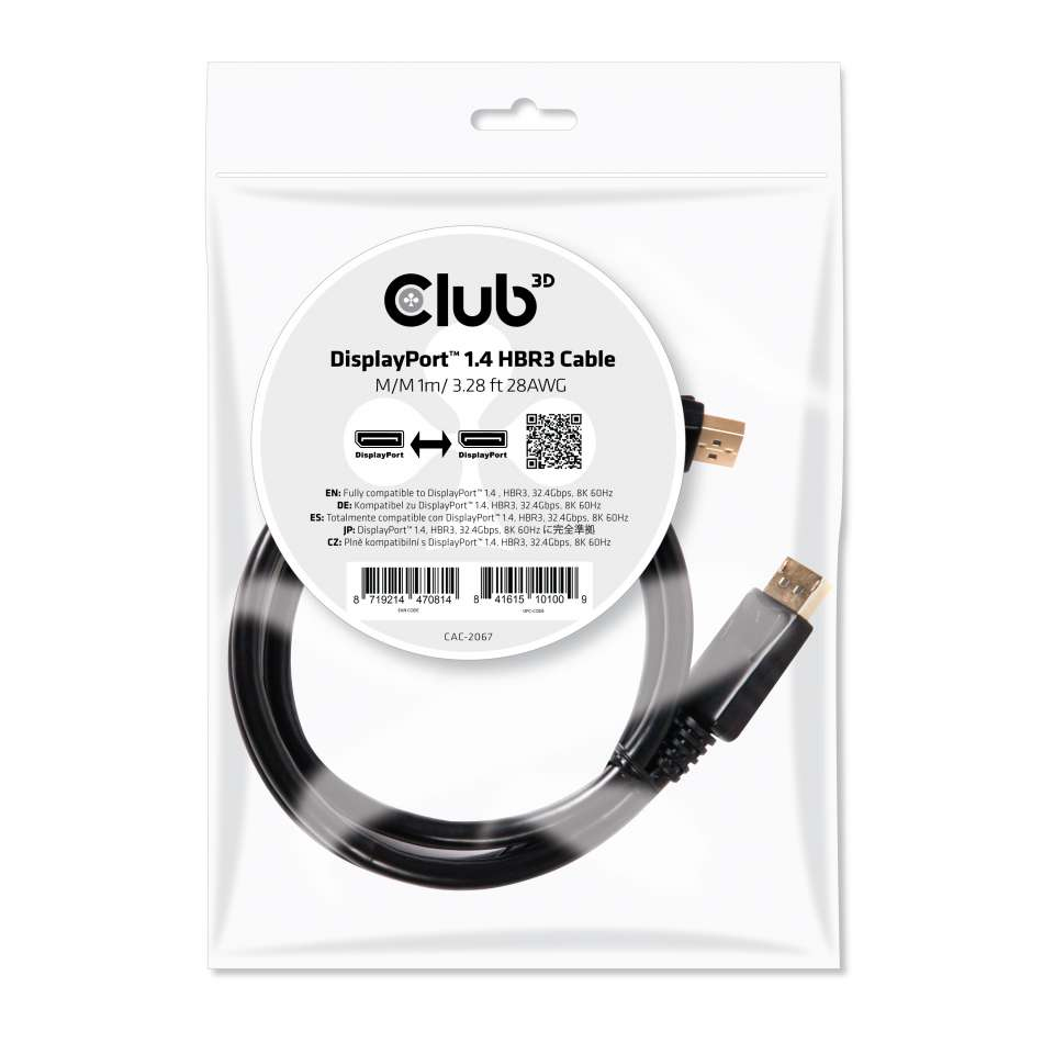 DisplayPort 1.4 Hbr3 Cable M/m 1m 8k60hz