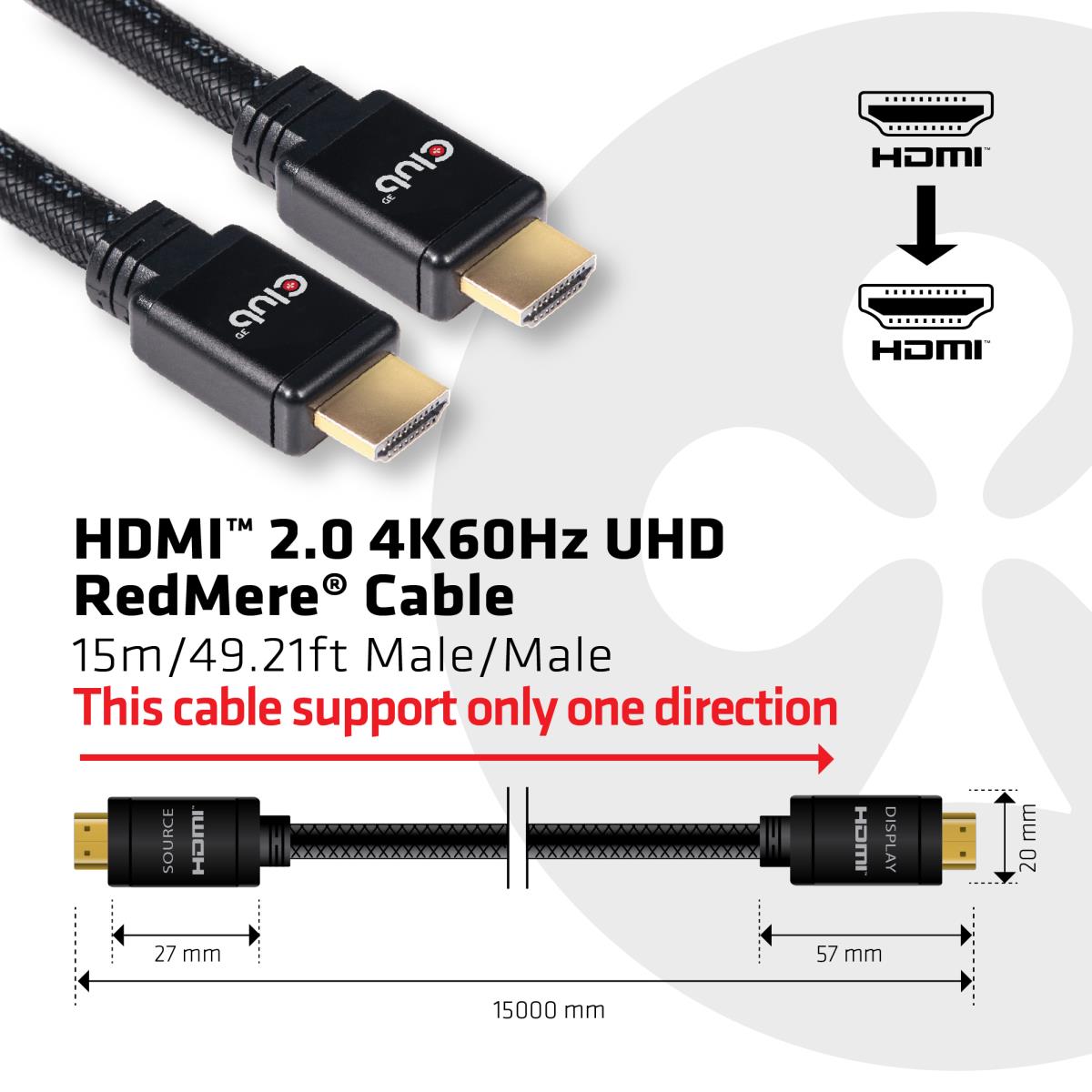 Hdmi 2.0 4k60hz Redmere Cable 15m/49.2ft