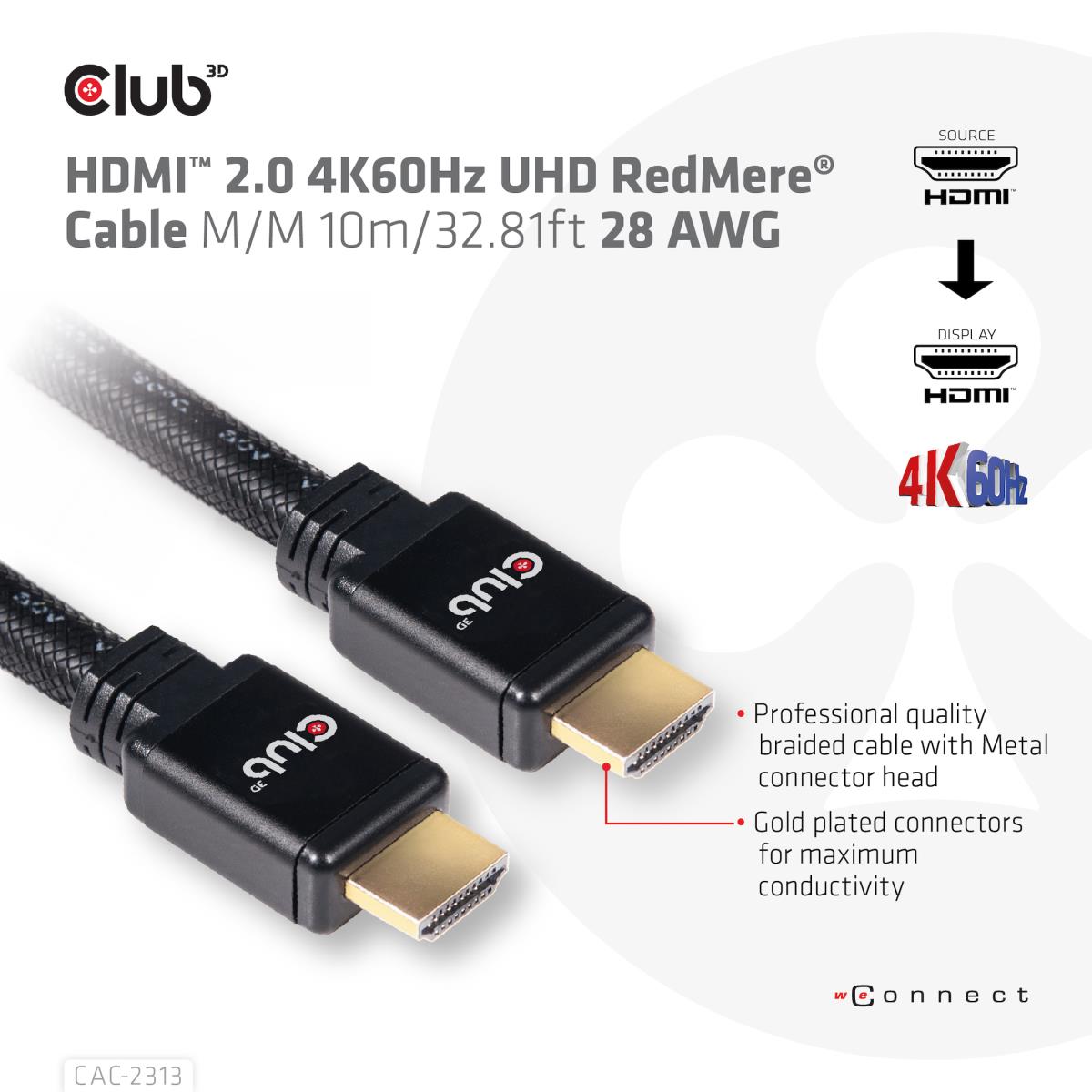 Hdmi 2.0 4k60hz Redmere Cable 10m/32.8ft