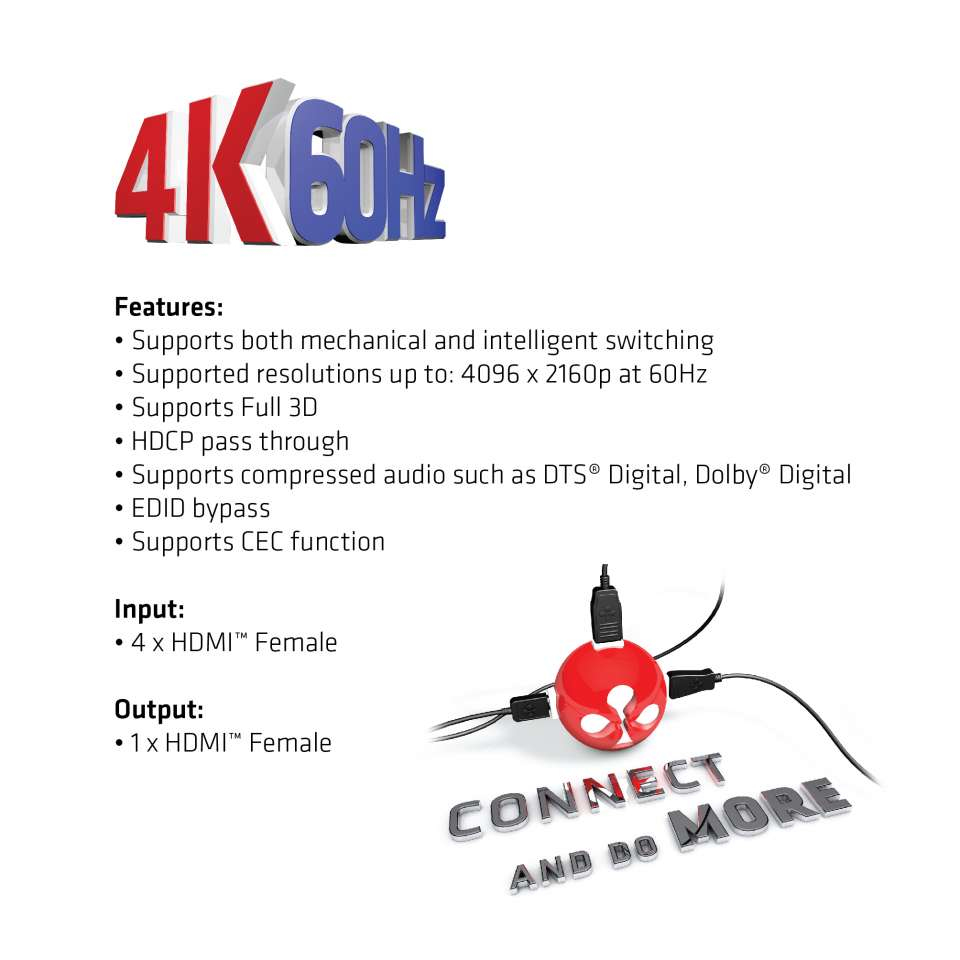 Hdmi 2.0 Uhd Switchbox 4 Ports
