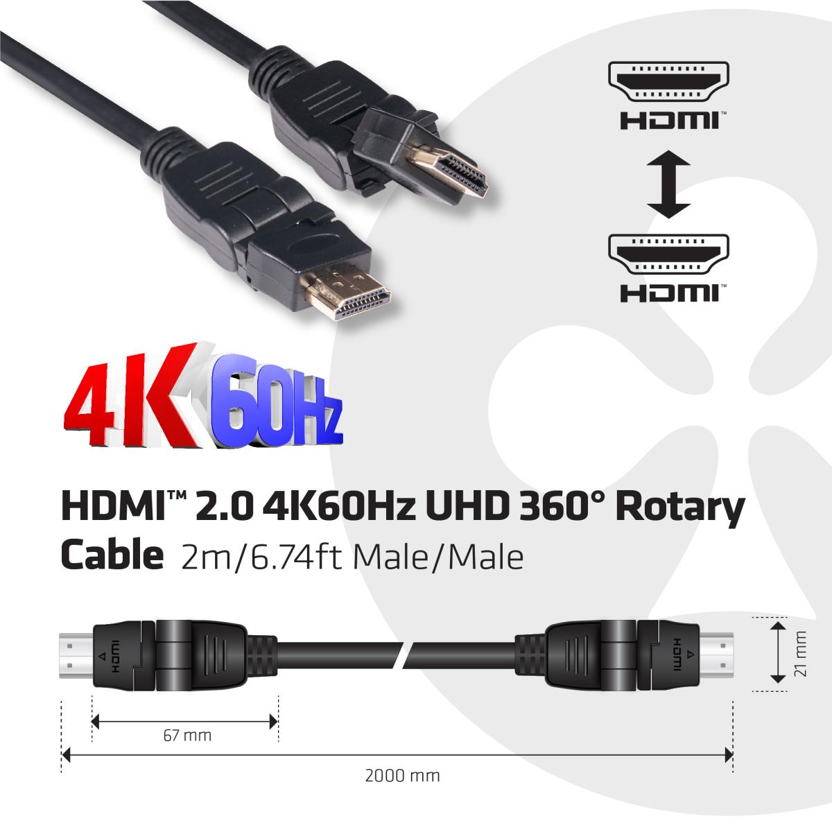 Hdmi2.0 4k60hz 360 Graden Rotary Cable 2m 4k60hz