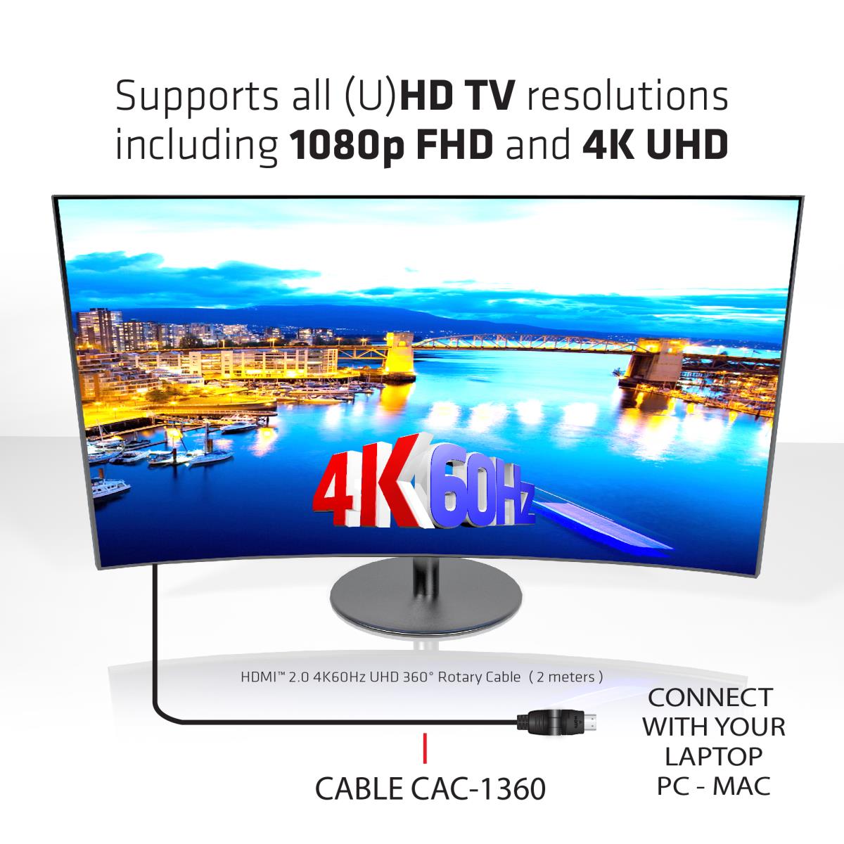 Hdmi2.0 4k60hz 360 Graden Rotary Cable 2m 4k60hz