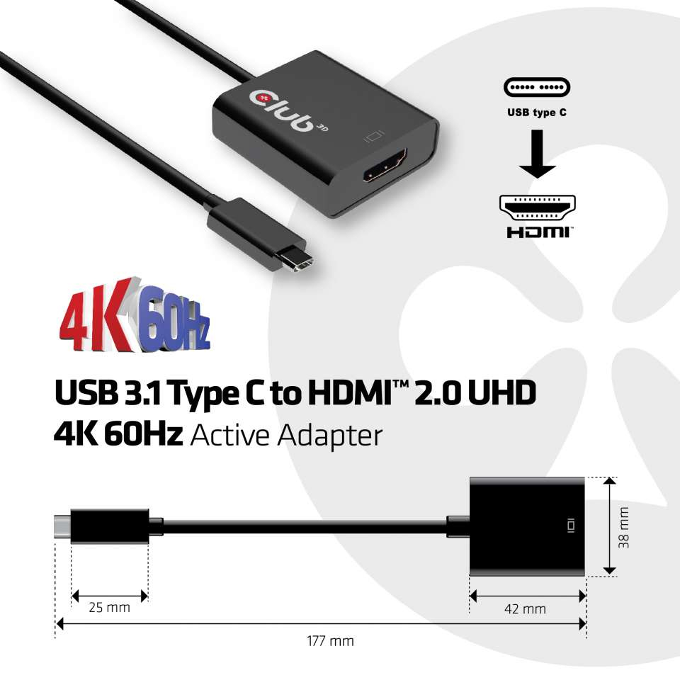 USB 3.1 Type C To Hdmi 2.0 Active Adapter