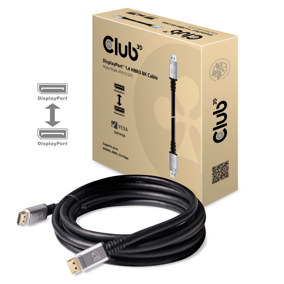 DisplayPort 1.4 Hbr3 8k Cable M/m 4m Vesa Certified