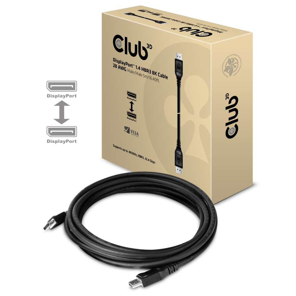 DisplayPort 1.4 Hbr3 8k Cable M/m 5meter Vesa Certified