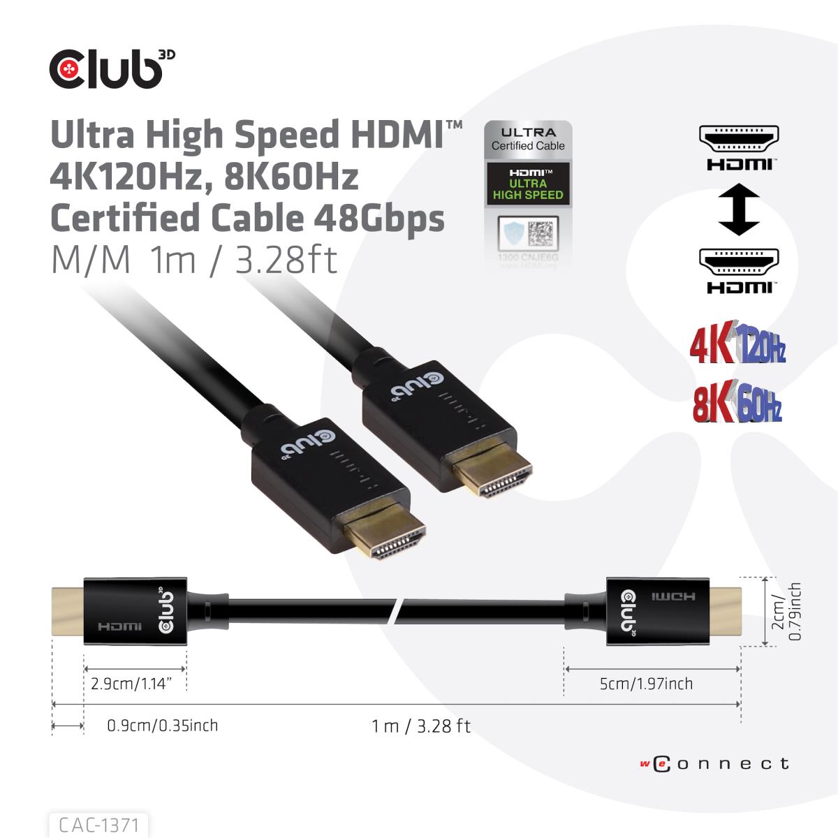 Hdmi 2.1 Ultra High Speed 10k 120hz 1m M/m