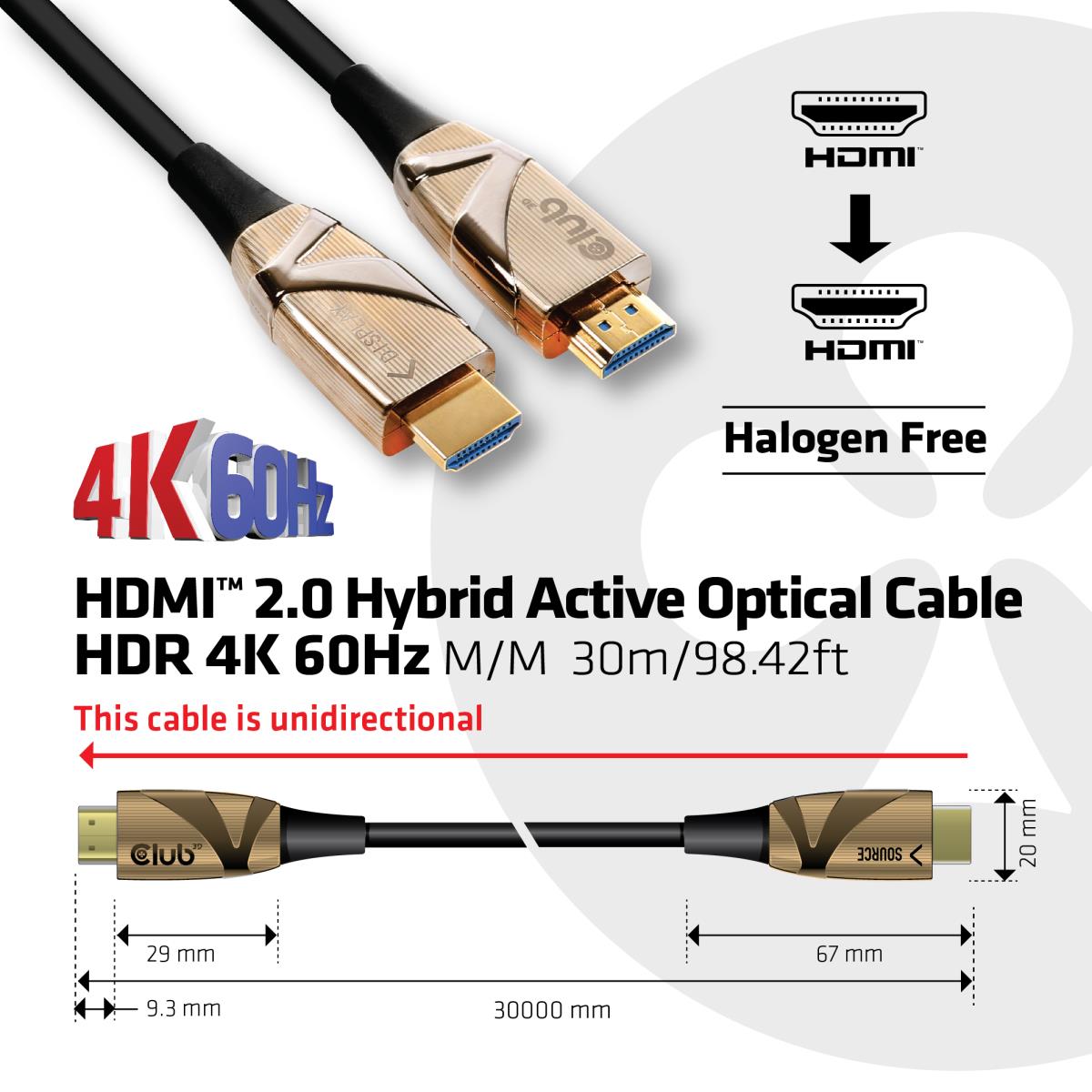 Hdmi 2.0 Active Optical Hybrid Cable 30m M/m