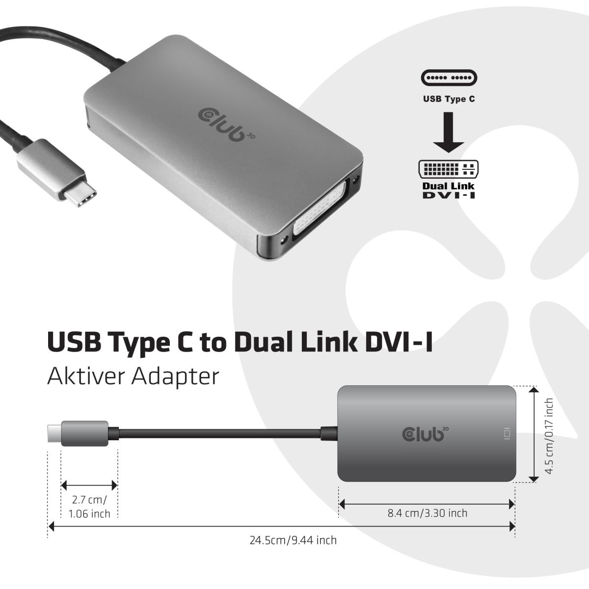 USB Type C To DVI Dual Link Supports 4k30hz Resolutions