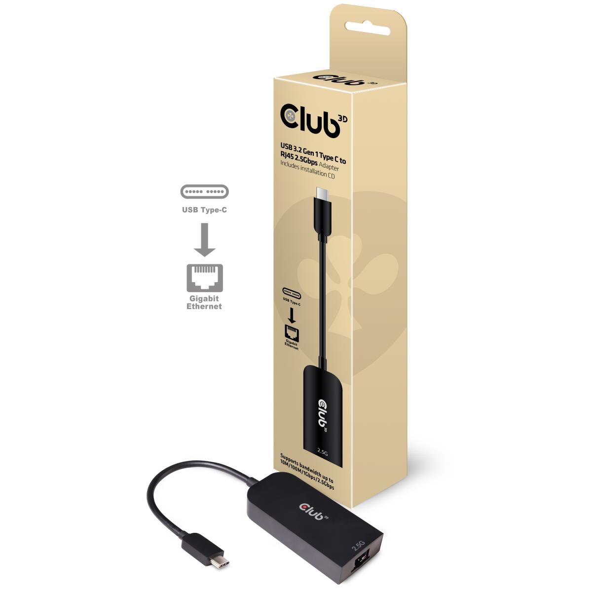 USB Type C 3.1 Gen 1 To Rj45 2.5GB Ethernet Adapter