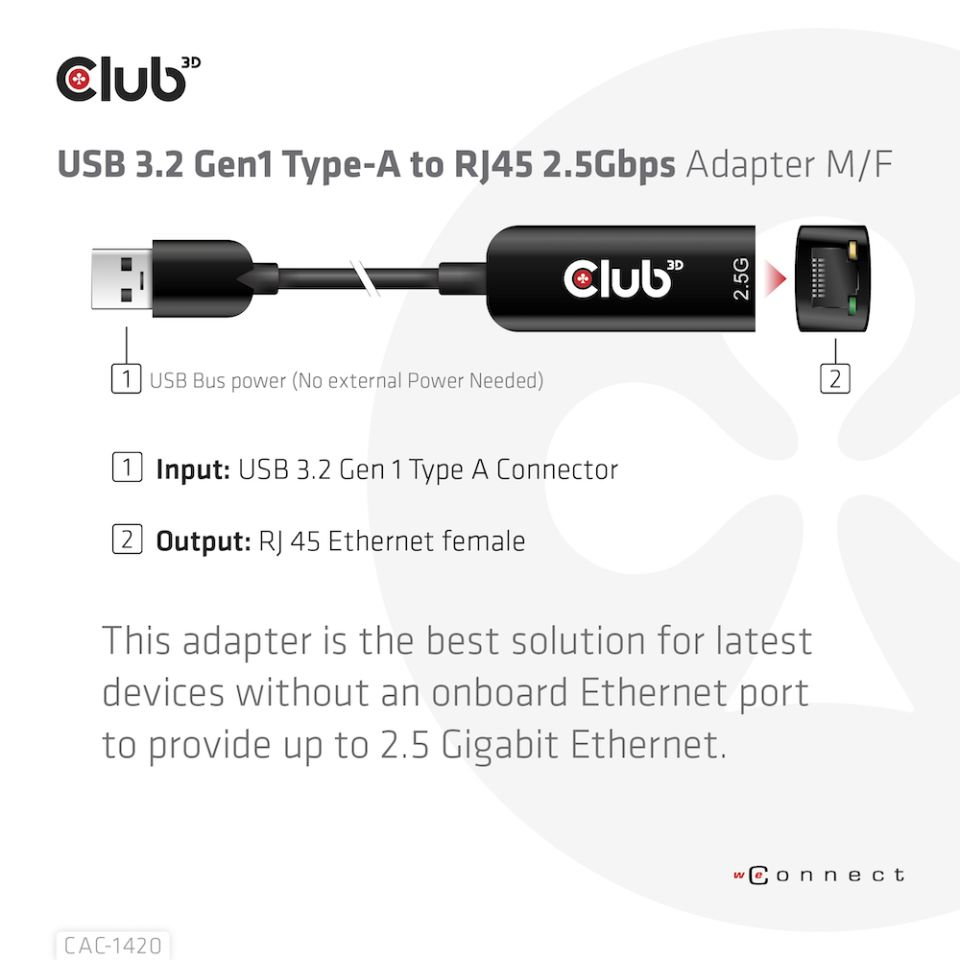 USB Type A 3.1 Gen 1 To Rj45 2.5GB Ethernet Adapter