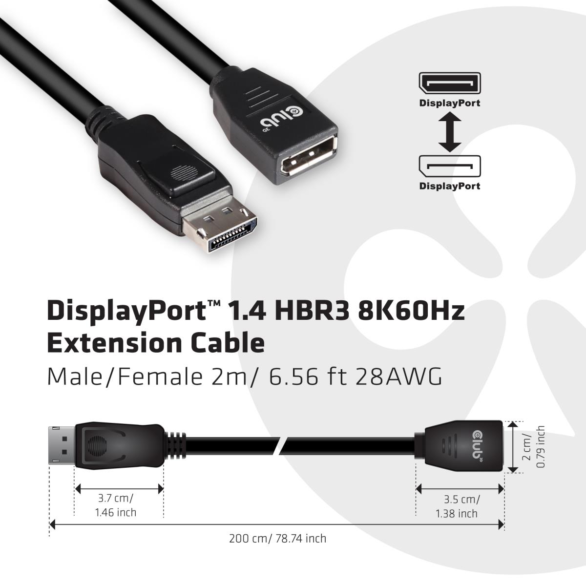DisplayPort1.4 Hbr3 Ec 8k60hz M/f 2m