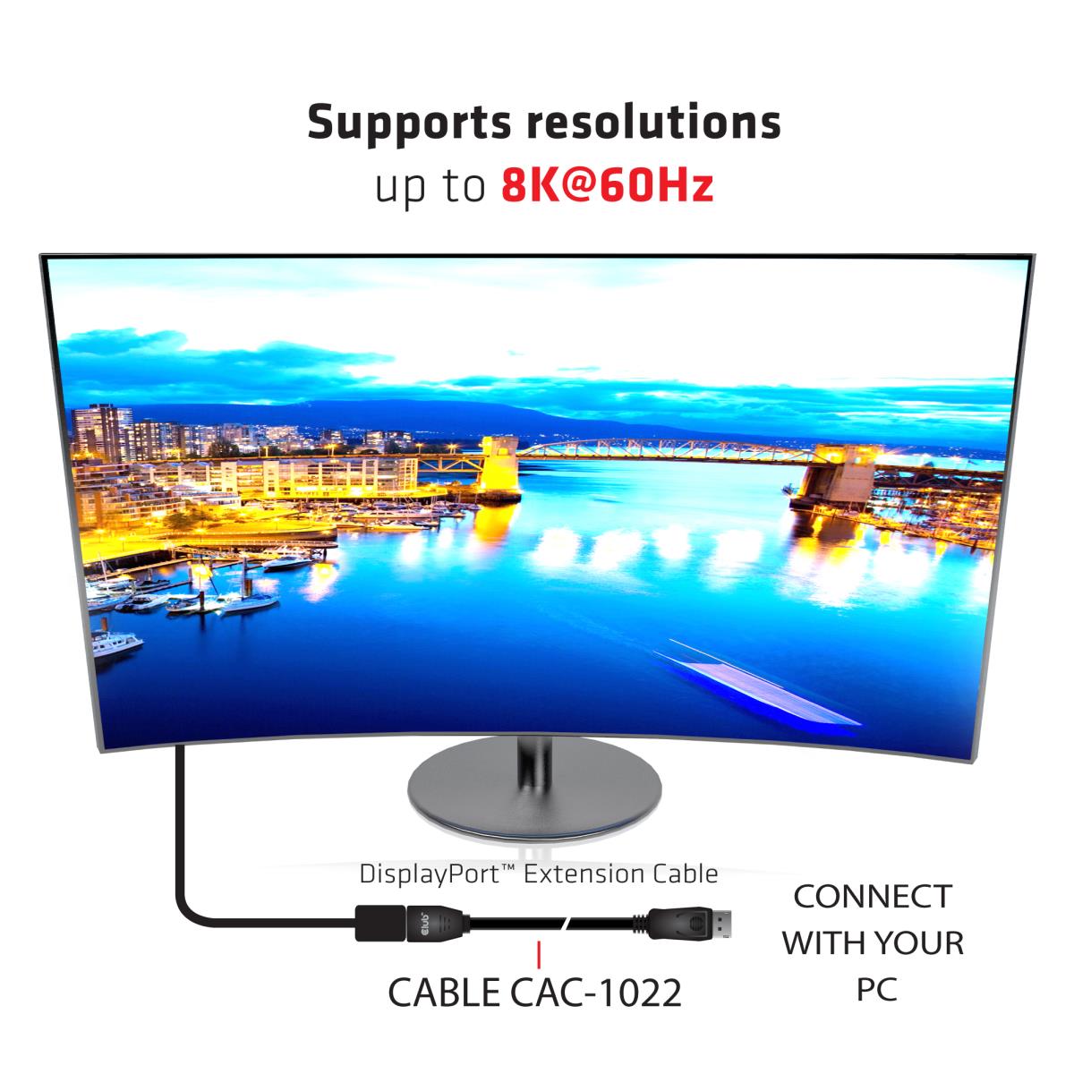 DisplayPort1.4 Hbr3 Ec 8k60hz M/f 2m