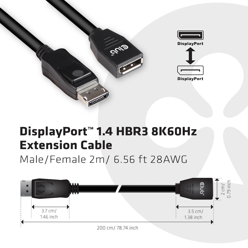DisplayPort1.4 Hbr3 Ec 8k60hz M/f 2m