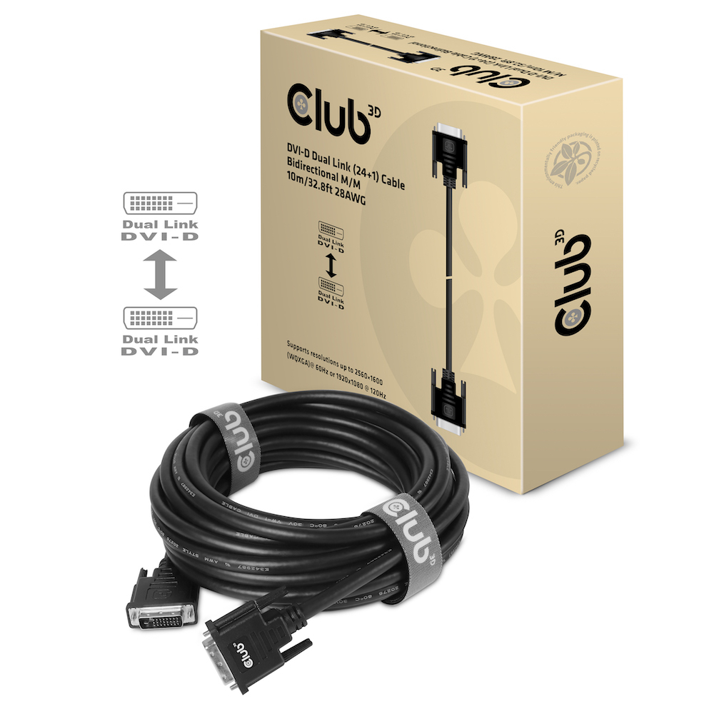 DVI-d Dual Link (24+1) Cable Bi Directional M/m 10m 32.8 Ft 28awg