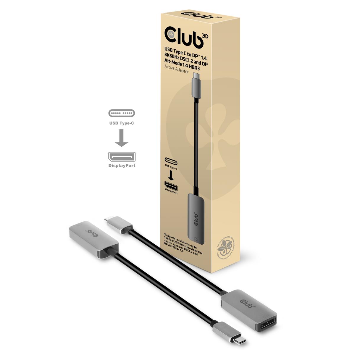 USB Type C To Dp 1.4 8k60hz Dsc1.2 Hdr Hbr3 Active Adapter