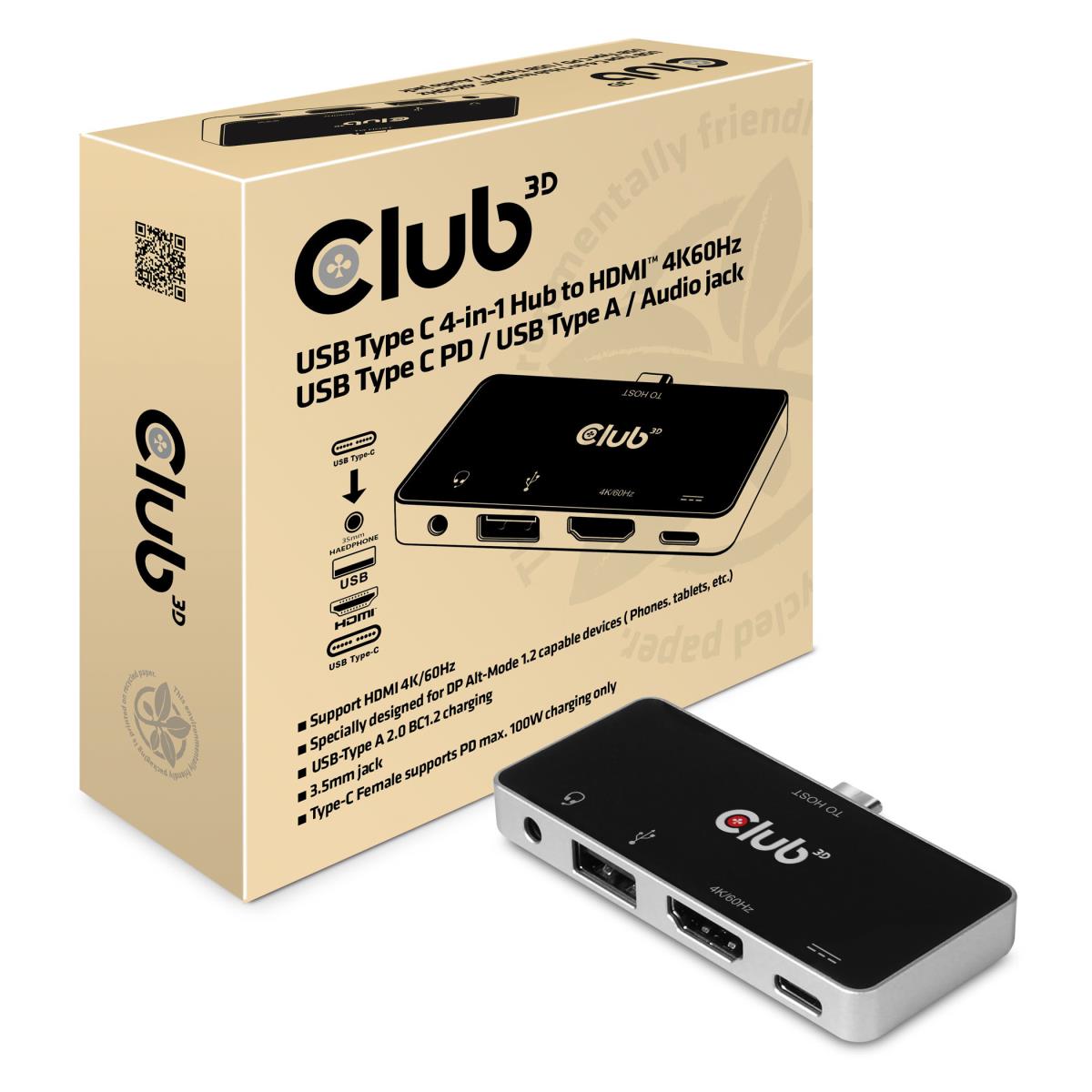 USB Type C 3.1 Gen 1 To Hdmi 2.0b + 1 USB 2.0 Type A + USB C Charge Up To 100w + 1 Combo Audio Jack