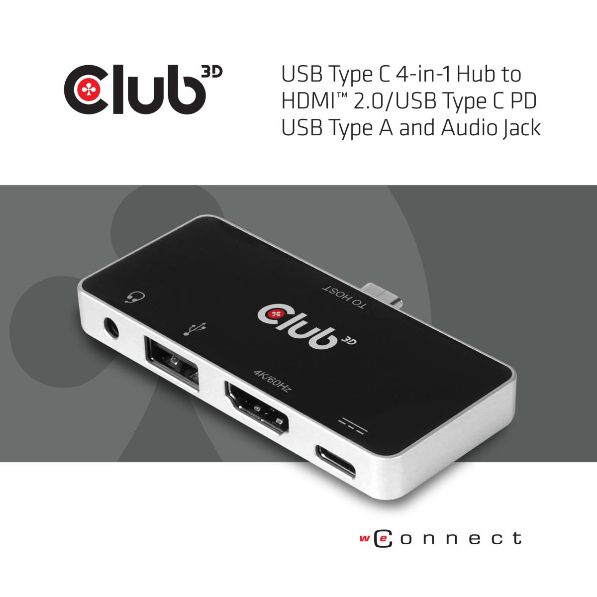 USB Type C 3.1 Gen 1 To Hdmi 2.0b + 1 USB 2.0 Type A + USB C Charge Up To 100w + 1 Combo Audio Jack