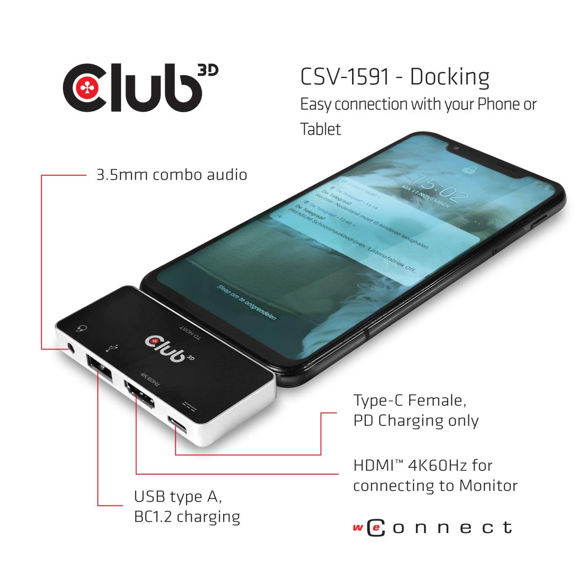 USB Type C 3.1 Gen 1 To Hdmi 2.0b + 1 USB 2.0 Type A + USB C Charge Up To 100w + 1 Combo Audio Jack