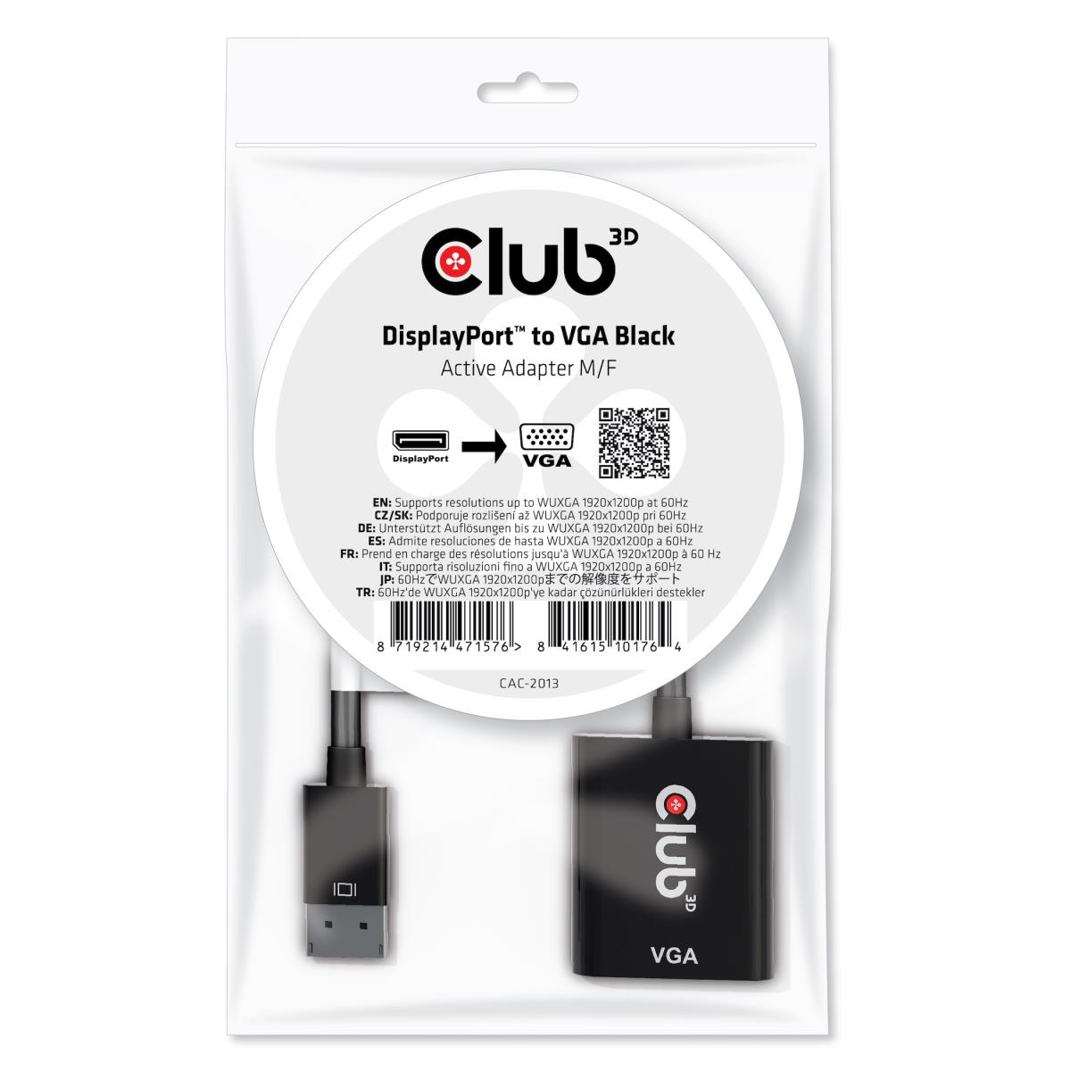 DisplayPort 1.1a Male To Vga Female Active Adapter Black