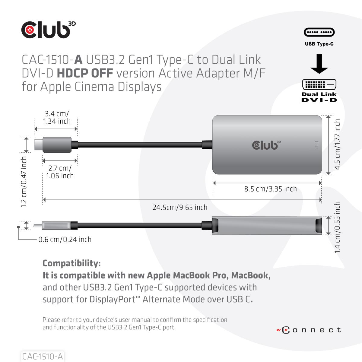 USB Type C To DVI I Dual Link Supports 4k30hz Resolutions - Hdcp Off